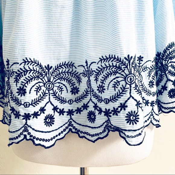 Zara Pinstripe Embroidered Top - Picture 3 of 12